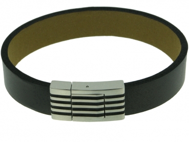 Armband Edelstahl Leder 2109