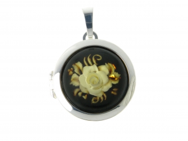 Preview: Medaillon rund mit Bernstein 8413