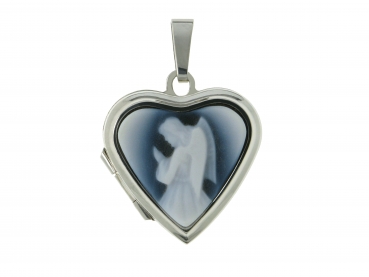 Preview: Medaillon Herz mittel mit Achatgemme betender Engel 8403