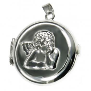 Medaillon / Amulett rund mit Schutzengel Silber 925/ 8150