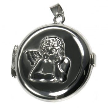 Preview: Medaillon / Amulett rund mit Schutzengel Silber 925/ 8150