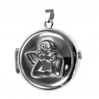 Preview: Medaillon / Amulett rund mit Schutzengel Silber 925/ 8150