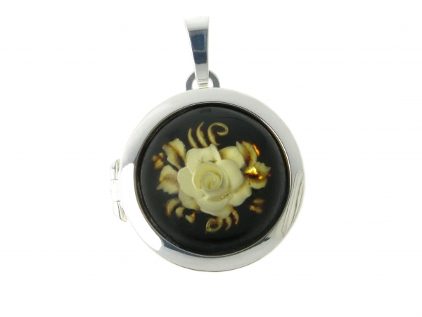 Medaillon rund mit Bernstein 8413