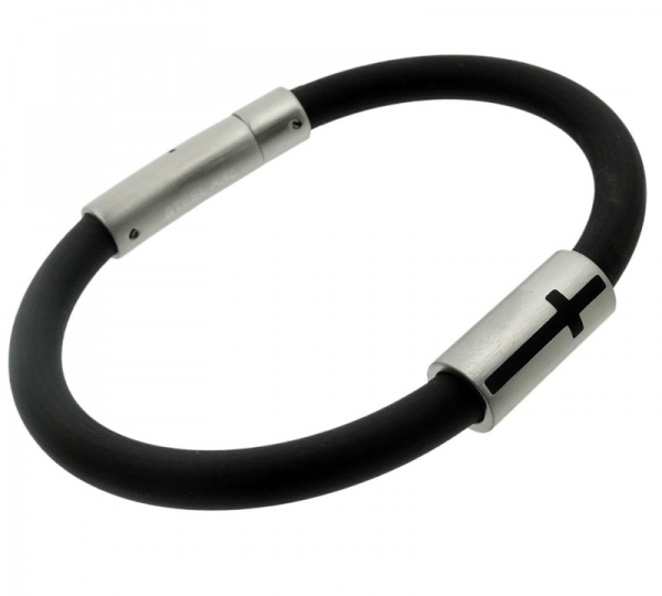 Armband Stahl Kautschuk  2123