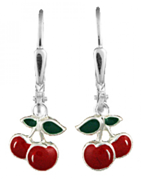 Ohrringe Kirsche rot Silber 925/ 4306