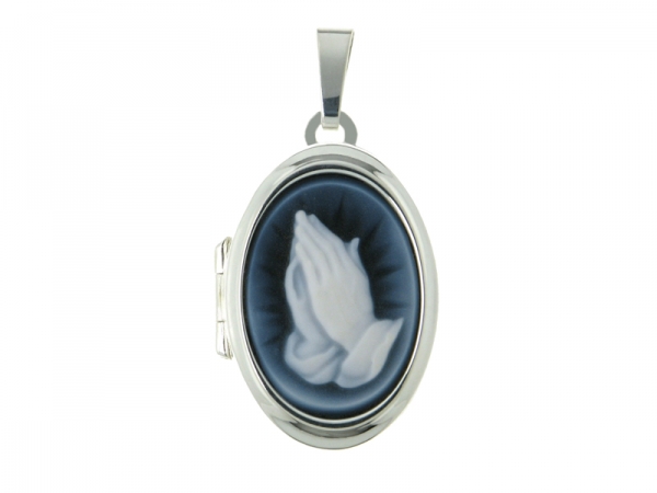 Medaillon mittel mit Achatgemme betende Hände 8412