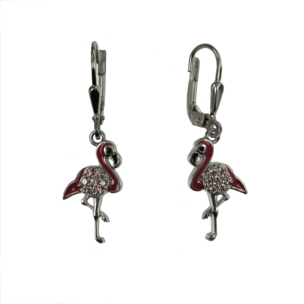 Ohrringe Flamingo mit Zirkonia 925/ rhodiniert 4706