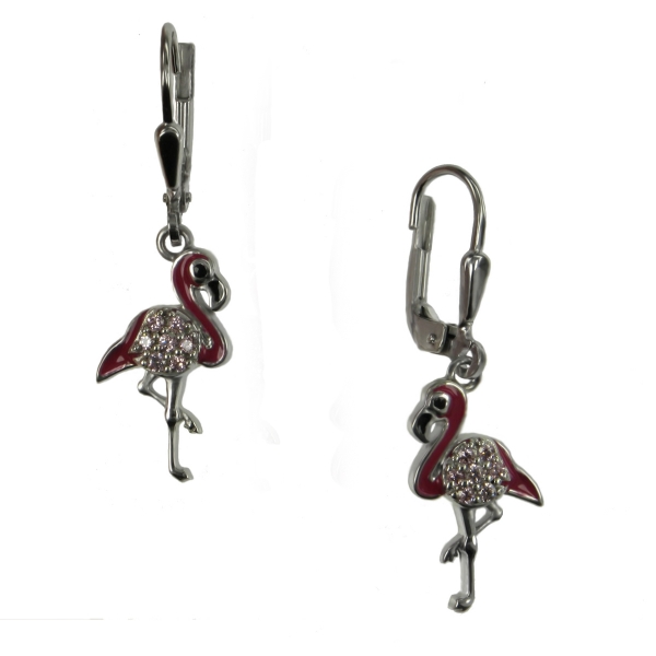 Ohrringe Flamingo mit Zirkonia 925/ rhodiniert 4706