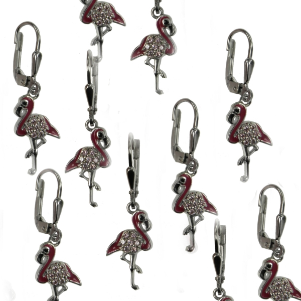Ohrringe Flamingo mit Zirkonia 925/ rhodiniert 4706
